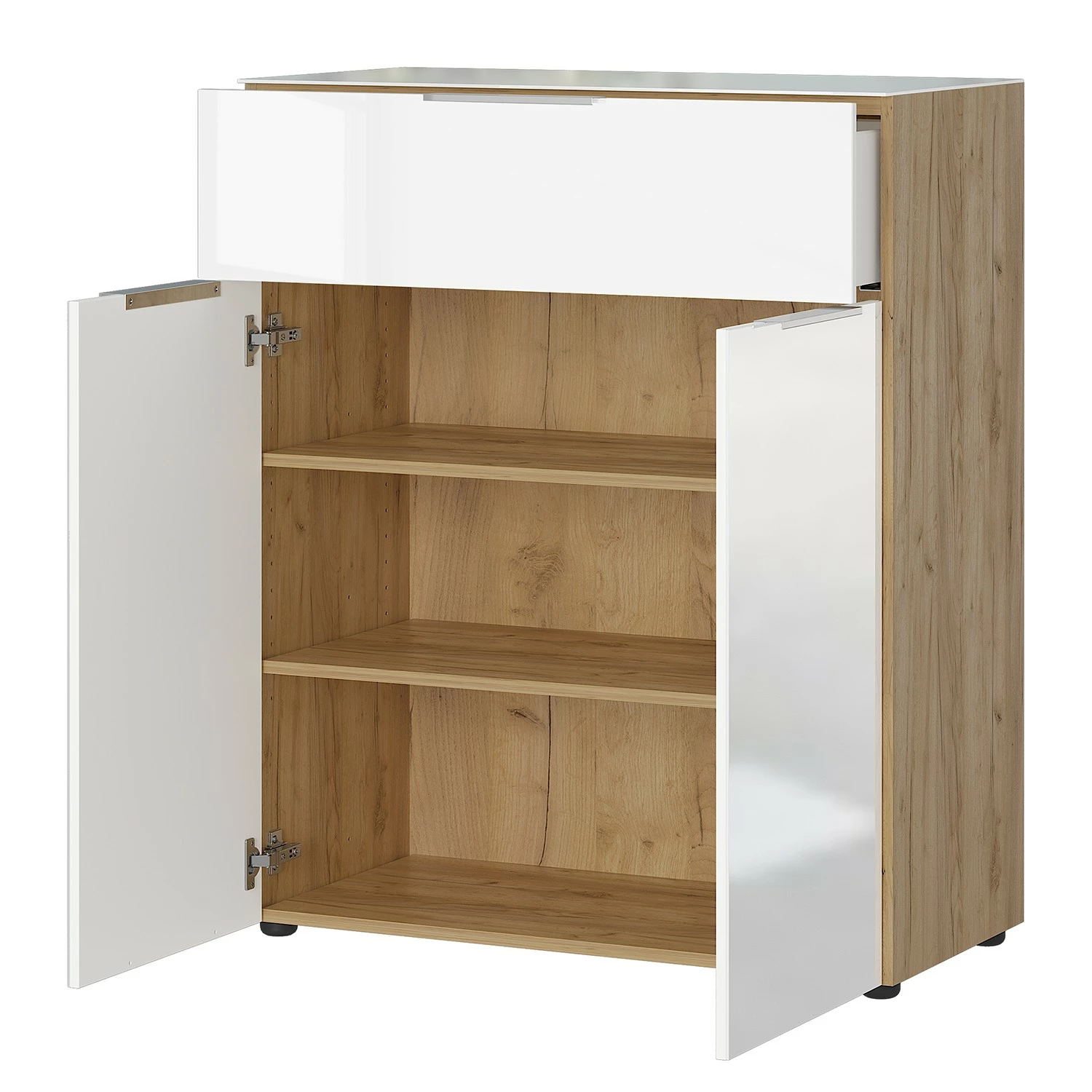 Germania Kommode Oakland II - Glas - Weiß / Eiche Navarra Dekor 4 Germania Kommode Oakland II - Glas - Weiß / Eiche Navarra Dekor – Bild 4