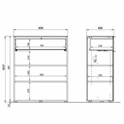 Germania Kommode Oakland II - Glas - Schwarz -WOHNZIMMERMÖBEL Verkäufe 1000223283 200826 06241000055 SKETCH DETAILS P000000001000223283 sketch
