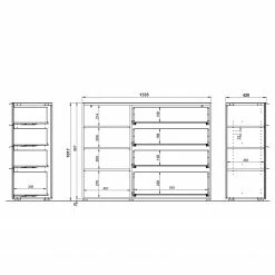 Germania Sideboard Oakland I - Glas - Weiß -WOHNZIMMERMÖBEL Verkäufe 1000223284 200826 06241600063 SKETCH DETAILS P000000001000223284 sketch