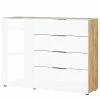 Germania Sideboard Oakland I - Glas - Weiß / Eiche Navarra Dekor