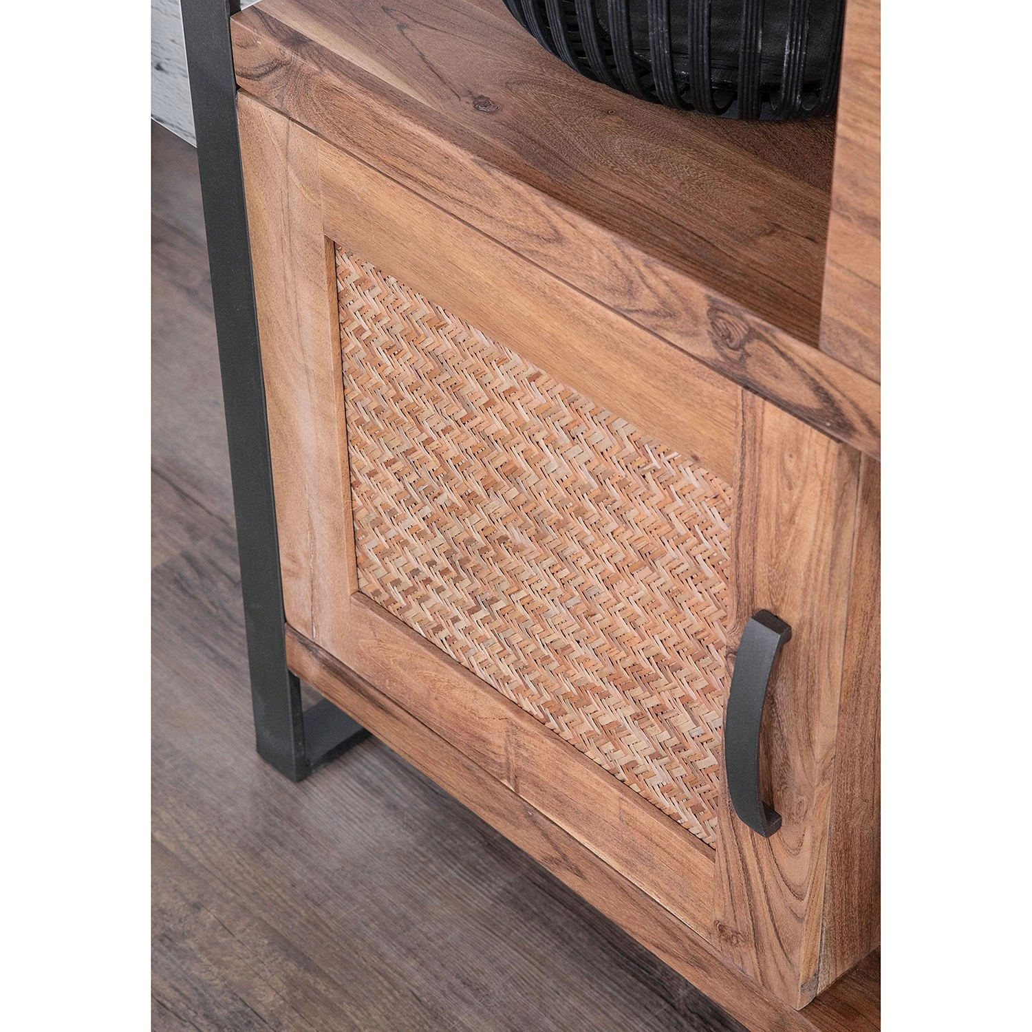 Ars manufacti Highboard Leyma - Rattan / Akazie massiv - Akazie / Anthrazit 5 Ars manufacti Highboard Leyma - Rattan / Akazie massiv - Akazie / Anthrazit – Bild 5
