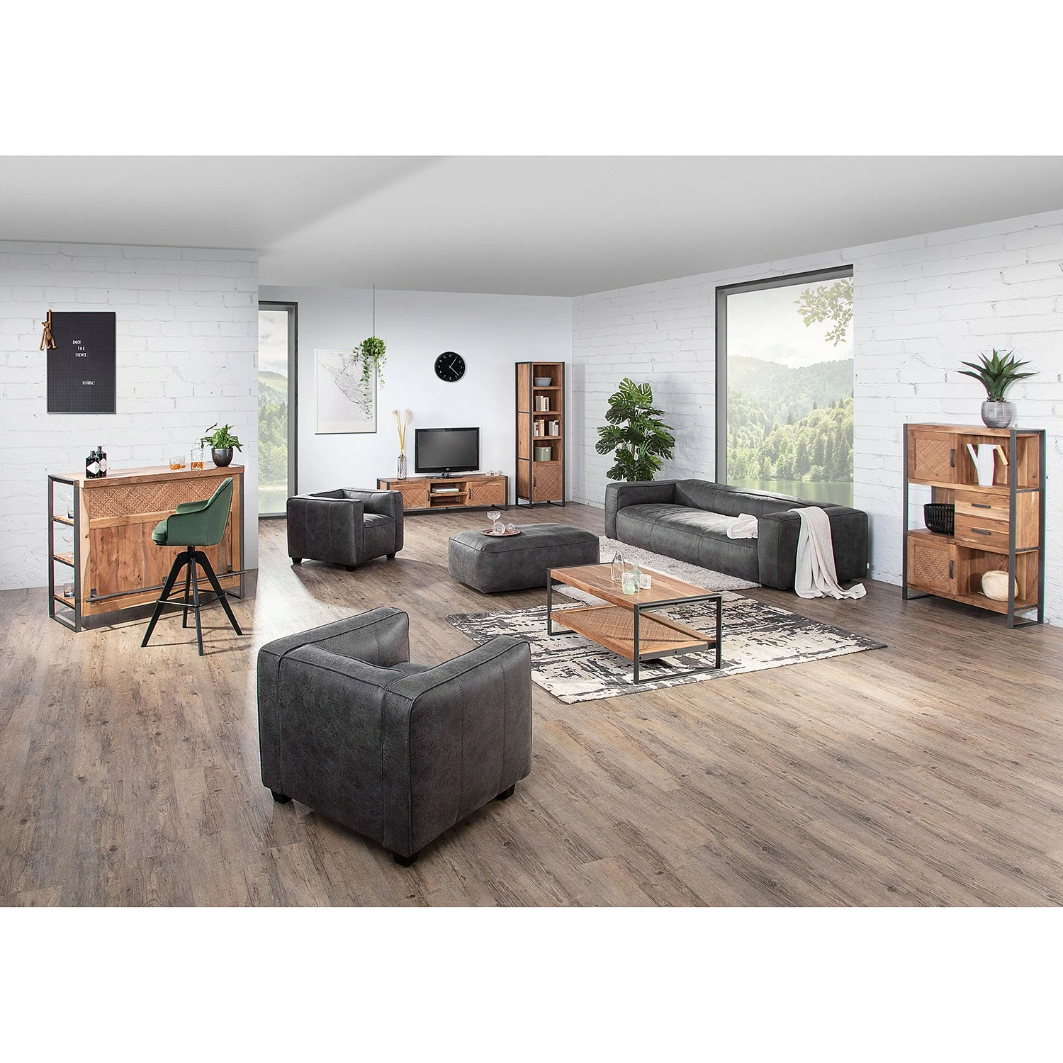 Ars manufacti TV-Lowboard Leyma - Rattan / Akazie massiv - Akazie / Anthrazit 2 Ars manufacti TV-Lowboard Leyma - Rattan / Akazie massiv - Akazie / Anthrazit – Bild 2