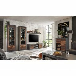 Red Living Standvitrine Buzan - Altholz Dekor / Anthrazit -WOHNZIMMERMÖBEL Verkäufe 1000223909 200828 15395900029 MOOD DETAILS P000000001000223909 mood