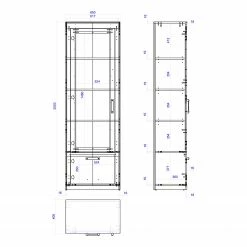 Red Living Standvitrine Buzan - Altholz Dekor / Anthrazit -WOHNZIMMERMÖBEL Verkäufe 1000223909 210202 14162100002 SKETCH DETAILS P000000001000223909 sketch