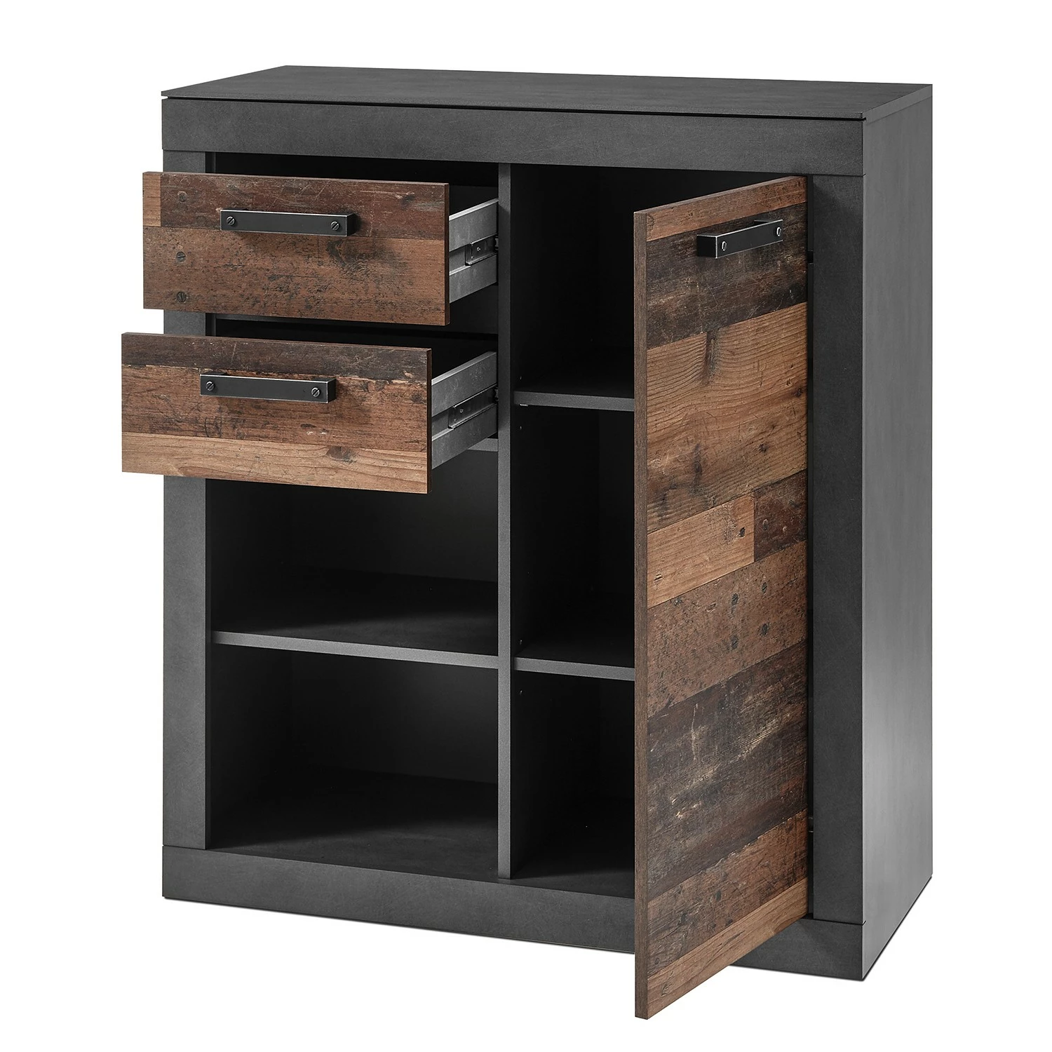 Red Living Wohnwand Buzan I (4-teilig) - Altholz Dekor / Anthrazit 5 Red Living Wohnwand Buzan I (4-teilig) - Altholz Dekor / Anthrazit – Bild 5