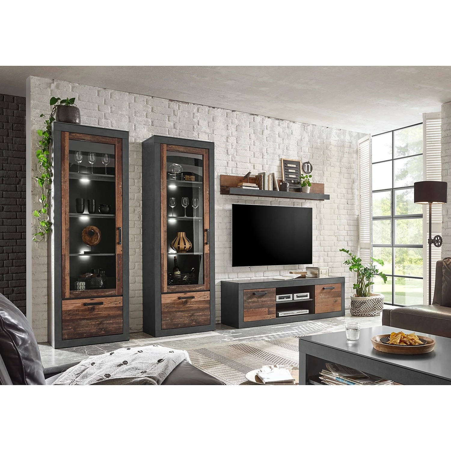 Red Living Wohnwand Buzan IV (4-teilig) - Altholz Dekor / Anthrazit 3 Red Living Wohnwand Buzan IV (4-teilig) - Altholz Dekor / Anthrazit – Bild 3