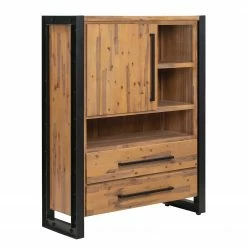 Ars manufacti Highboard Urban Industry II - Akazie teilmassiv / Metall - Akazie / Schwarz