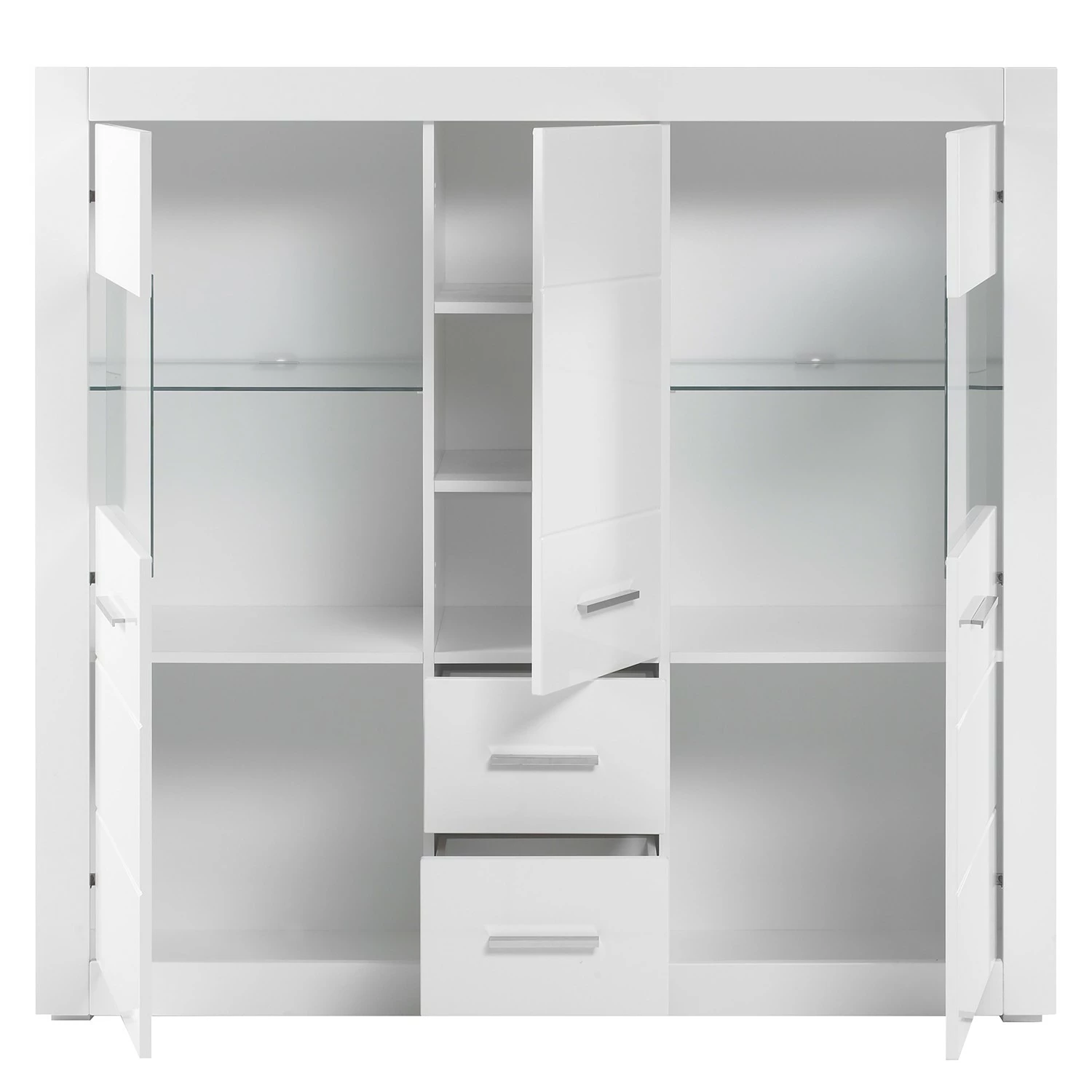 Loftscape Highboard Bricktown V - Hochglanz Weiß / Matt Weiß 3 Loftscape Highboard Bricktown V - Hochglanz Weiß / Matt Weiß – Bild 3