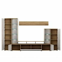 Loftscape Wohnwand Colcord (4-teilig) - Hochglanz Weiß / Eiche Dekor -WOHNZIMMERMÖBEL Verkäufe 1000224461 200902 06401100012 DETAILS P000000001000224461