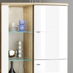 Loftscape Wohnwand Colcord (4-teilig) - Hochglanz Weiß / Eiche Dekor -WOHNZIMMERMÖBEL Verkäufe 1000224461 200902 06401400018 DETAILS P000000001000224461