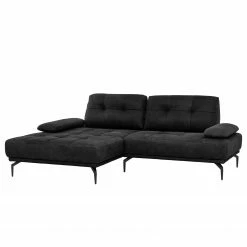 Fredriks Ecksofa Linville - Echtleder Poas: Schwarz - Breite: 258 cm - Longchair davorstehend links - Mit Kopfstütze -WOHNZIMMERMÖBEL Verkäufe 1000225254 210505 11394400085 DETAILS P000000001000225254