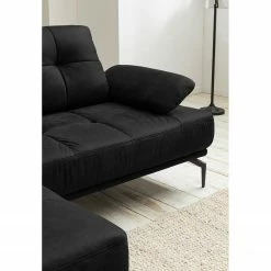 Fredriks Ecksofa Linville - Echtleder Poas: Schwarz - Breite: 258 cm - Longchair davorstehend links - Mit Kopfstütze -WOHNZIMMERMÖBEL Verkäufe 1000225254 210505 11394500087 DETAILS P000000001000225254