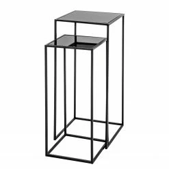 Red Living Beistelltisch Driff II (2er-Set) - Glas / Metall - Schwarz