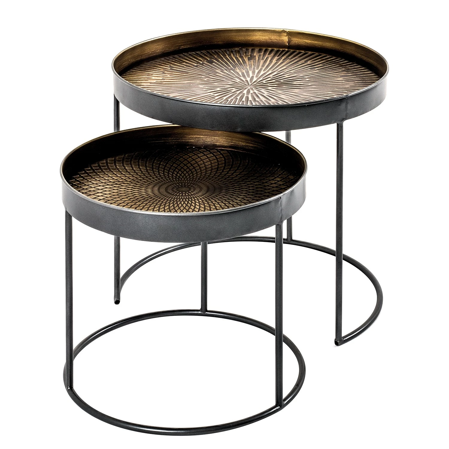 Red Living Beistelltisch Ceell (2er-Set) - Metall - Kupfer / Schwarz 1 Red Living Beistelltisch Ceell (2er-Set) - Metall - Kupfer / Schwarz