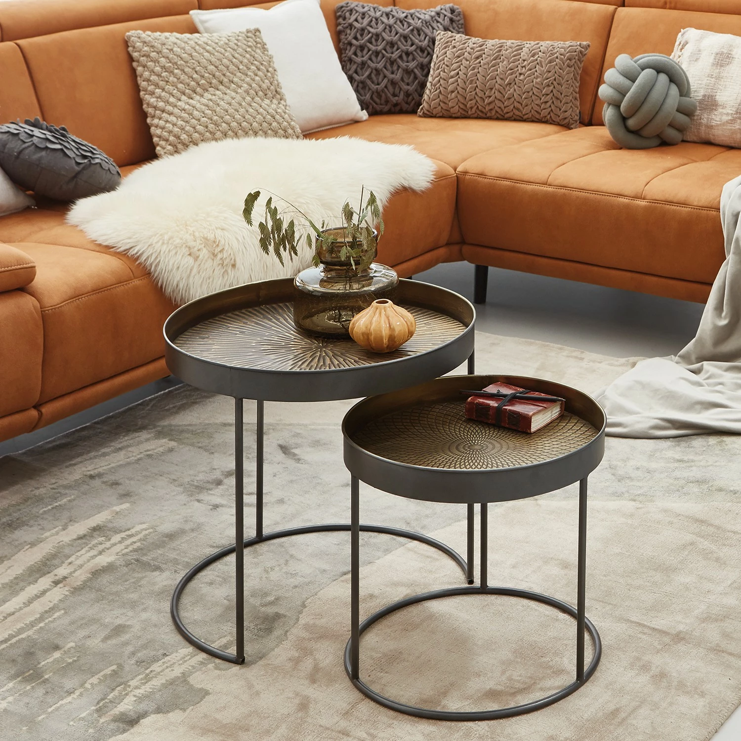 Red Living Beistelltisch Ceell (2er-Set) - Metall - Kupfer / Schwarz 2 Red Living Beistelltisch Ceell (2er-Set) - Metall - Kupfer / Schwarz – Bild 2