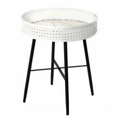 Loftscape Beistelltisch Whiteville II - Metall - Cremeweiß / Schwarz