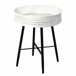 Loftscape Beistelltisch Whiteville I - Metall - Cremeweiß / Schwarz