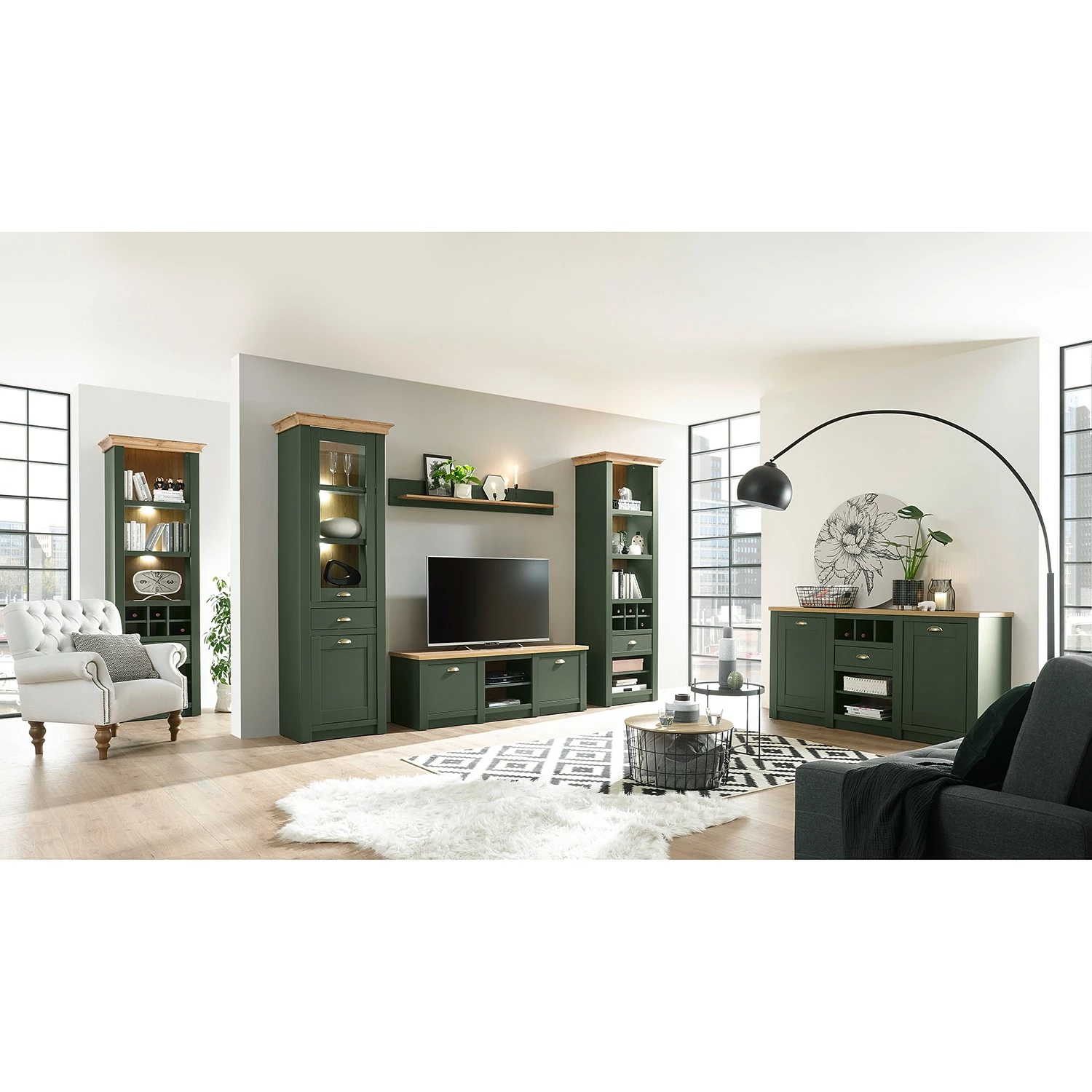 Norrwood Regal Cardet I - Moosgrün / Eiche Wotan Dekor 4 Norrwood Regal Cardet I - Moosgrün / Eiche Wotan Dekor – Bild 4