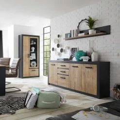 Red Living Vitrinenschrank Bozel - Kastanie Dekor / Grau -WOHNZIMMERMÖBEL Verkäufe 1000228644 201028 06333500087 MOOD DETAILS P000000001000228644 mood