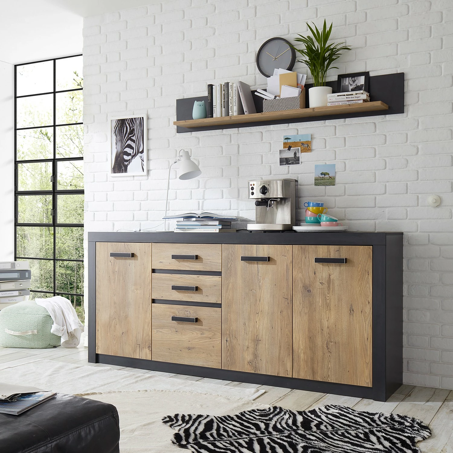 Red Living Sideboard Bozel II - Kastanie Dekor / Grau 2 Red Living Sideboard Bozel II - Kastanie Dekor / Grau – Bild 2