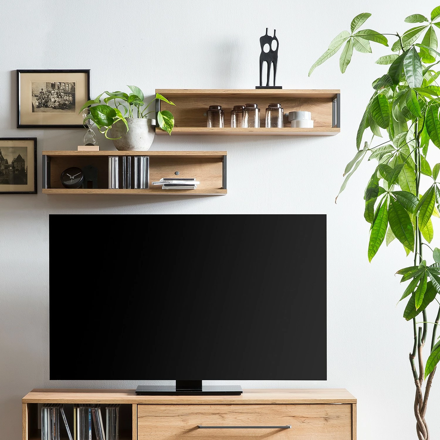 Schildmeyer Wandregal Limmo - Eiche Landhaus Dekor / Schwarz 2 Schildmeyer Wandregal Limmo - Eiche Landhaus Dekor / Schwarz – Bild 2