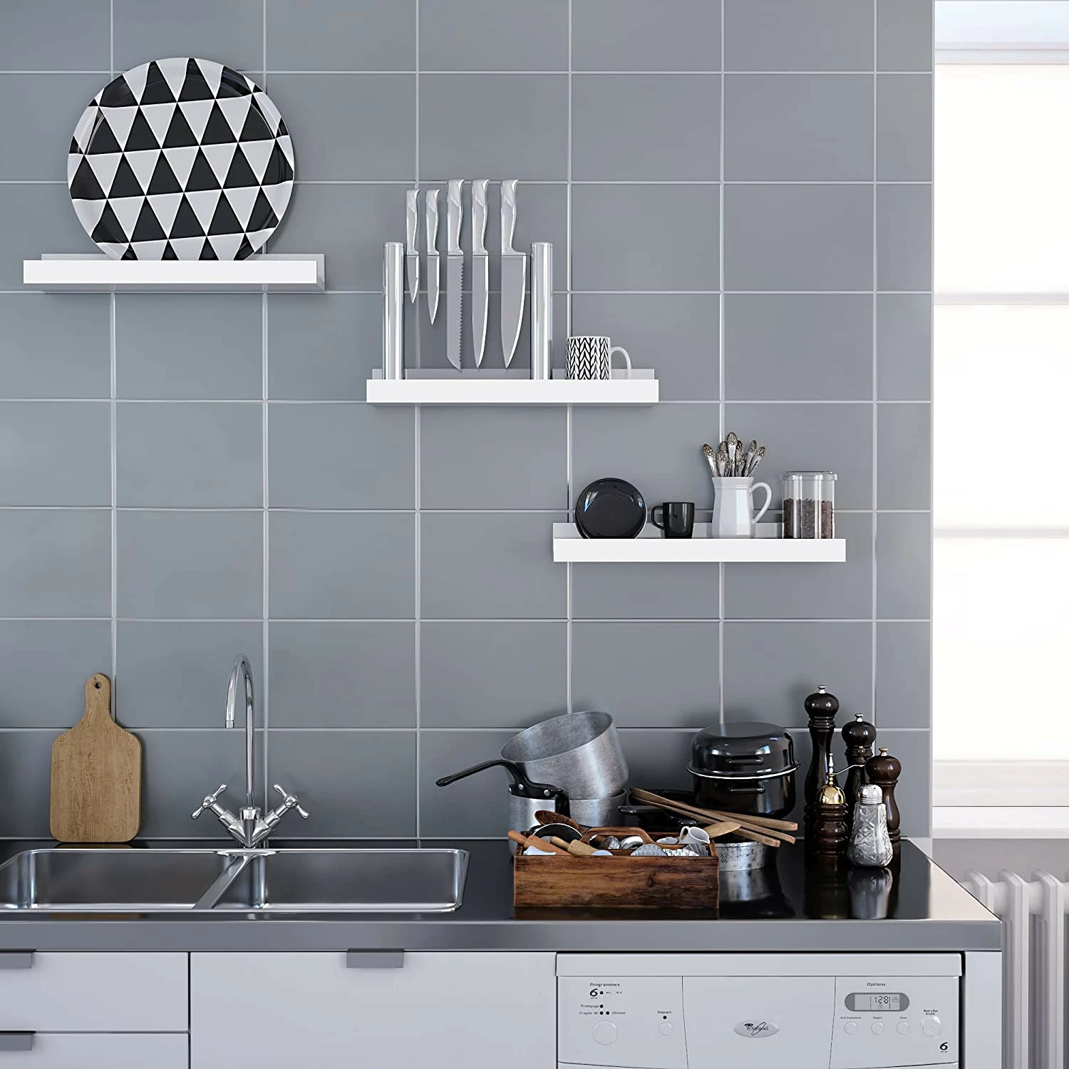 Loftscape Wandregal Stains I (3er-Set) - Weiß 2 Loftscape Wandregal Stains I (3er-Set) - Weiß – Bild 2