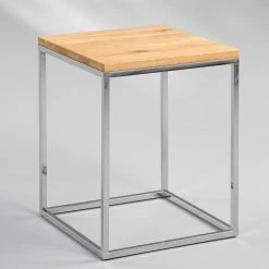Naturoo Beistelltisch Verignon - Wildeiche massiv / Metall - Wildeiche / Chrom -WOHNZIMMERMÖBEL Verkäufe 1000231192 201118 12560300106 MOOD DETAILS P000000001000231192 mood