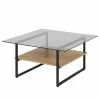 Red Living Couchtisch Planfoy - Glas / Metall - Wildeiche Dekor / Schwarz