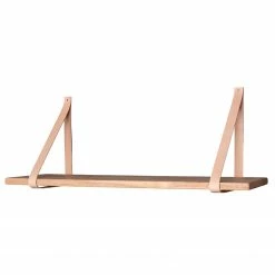 Naturoo Wandregal Clion - Gummibaum massiv / Echtleder - Gummibaum - Breite: 120 cm