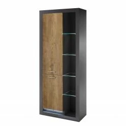 Red Living Schrank Talence - Kastanie Dekor / Grau - Türanschlag links