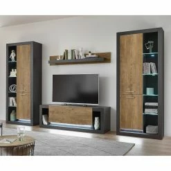 Red Living Schrank Talence - Kastanie Dekor / Grau - Türanschlag links -WOHNZIMMERMÖBEL Verkäufe 1000236862 201218 06054100076 MOOD DETAILS P000000001000236862 mood