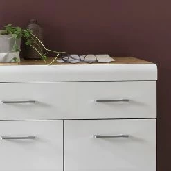 Loftscape Kommode Liffre - Hochglanz Weiß / Eiche Artisan Dekor -WOHNZIMMERMÖBEL Verkäufe 1000237336 201230 13113300010 DETAILS P000000001000237336