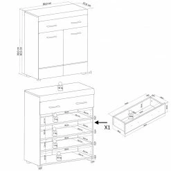 Loftscape Kommode Liffre - Hochglanz Weiß / Eiche Artisan Dekor -WOHNZIMMERMÖBEL Verkäufe 1000237336 201230 13113800011 SKETCH DETAILS P000000001000237336 sketch