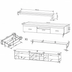 Loftscape Wohnwand Vierzon (4-teilig) - Eiche Sonoma Dekor -WOHNZIMMERMÖBEL Verkäufe 1000237339 201230 13143700048 SKETCH DETAILS P000000001000237339 sketch