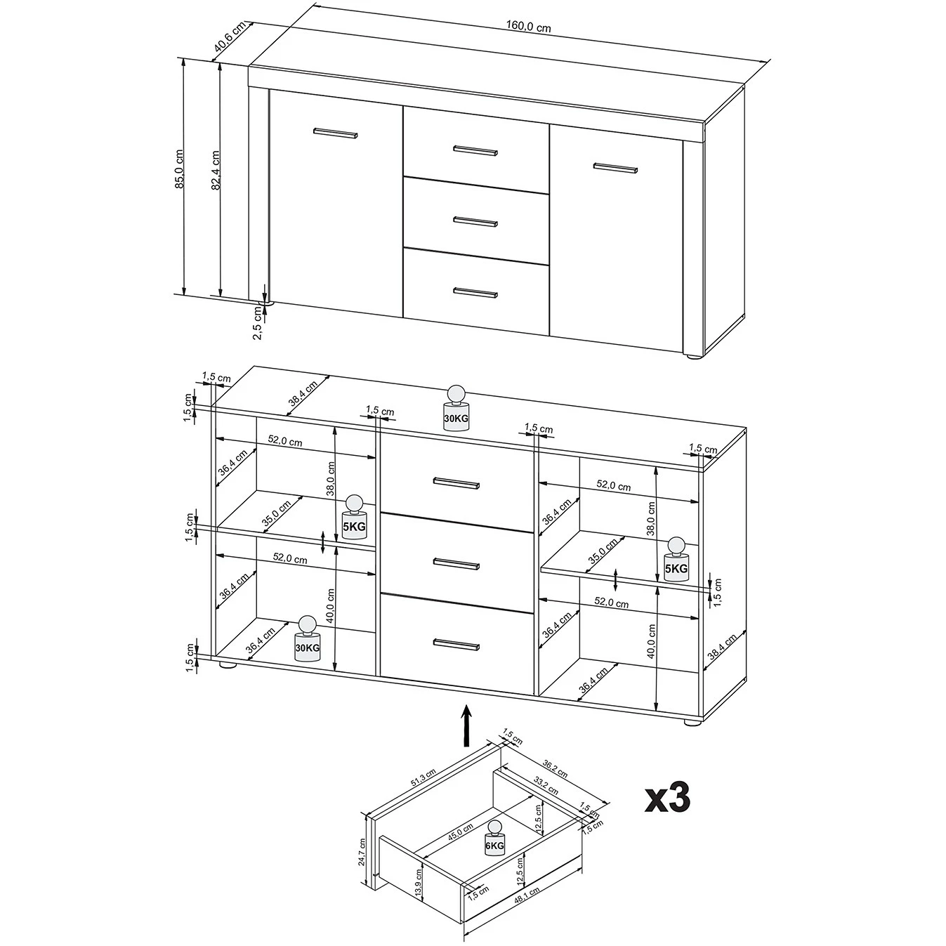 Loftscape Sideboard Vierzon - Eiche Sonoma Dekor 10 Loftscape Sideboard Vierzon - Eiche Sonoma Dekor – Bild 10