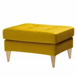 Studio Copenhagen Polsterhocker Powder - Samt Houki: Senfgelb - Eiche Hell