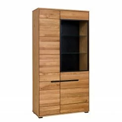 Naturoo Vitrinenschrank Loray - Eiche teilmassiv
