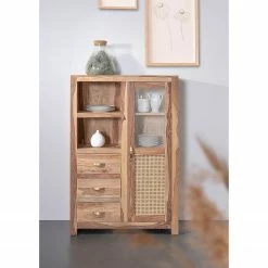 Naturoo Highboard Rodern - Sheesham massiv / Wiener Geflecht -WOHNZIMMERMÖBEL Verkäufe 1000239497 210108 13365800045 MOOD DETAILS P000000001000239497 mood