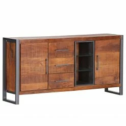 Red Living Sideboard Thiery - Mango massiv / Metall - Mango Braun / Anthrazit