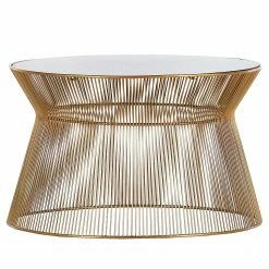 Red Living Couchtisch Payzac I - Glas / Metall - Grau / Gold