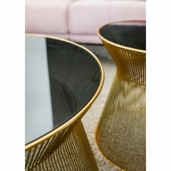 Red Living Beistelltisch Payzac IV - Glas / Metall - Grau / Gold -WOHNZIMMERMÖBEL Verkäufe 1000239510 210108 13384400100 DETAILS P000000001000239510