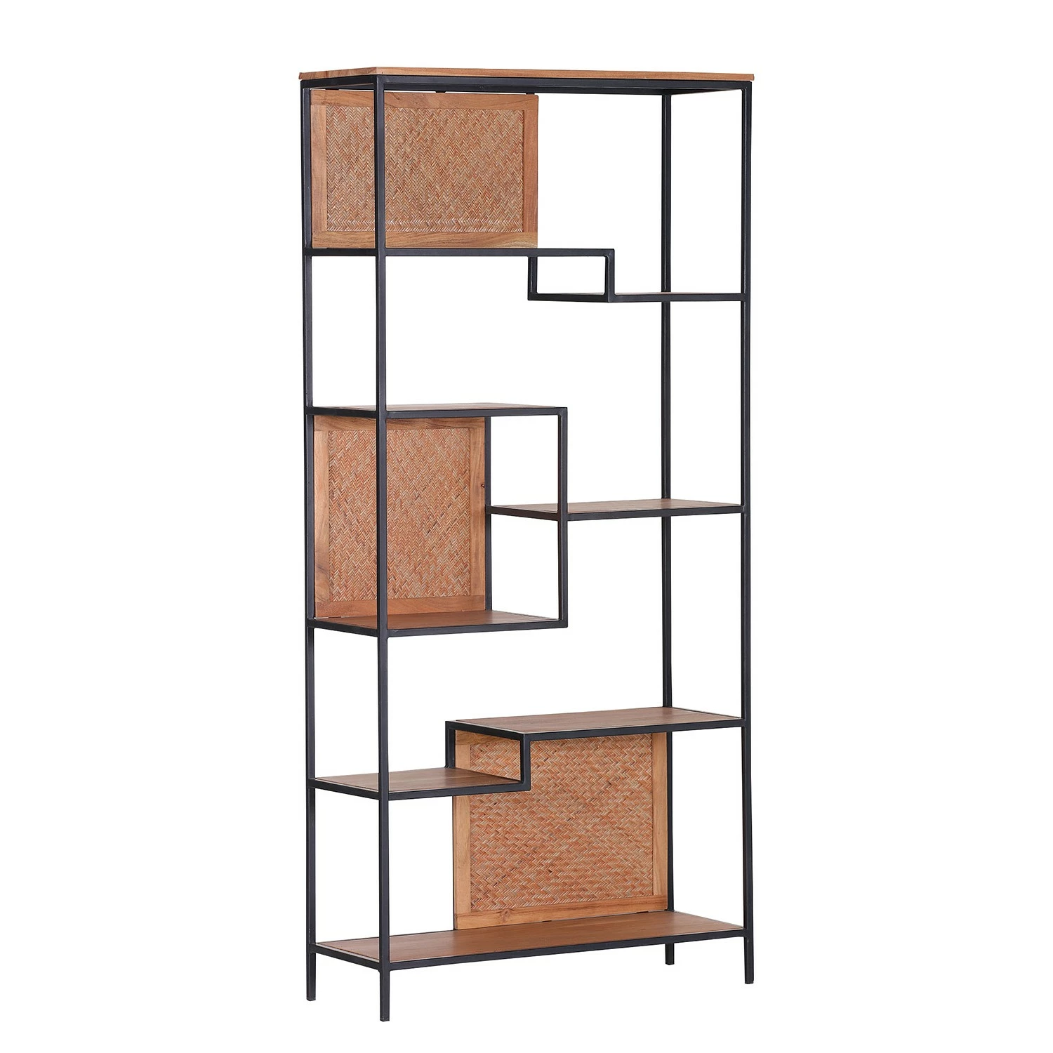 Naturoo Regal Valenton - Akazie massiv / Metall - Akazie / Schwarz 1 Naturoo Regal Valenton - Akazie massiv / Metall - Akazie / Schwarz