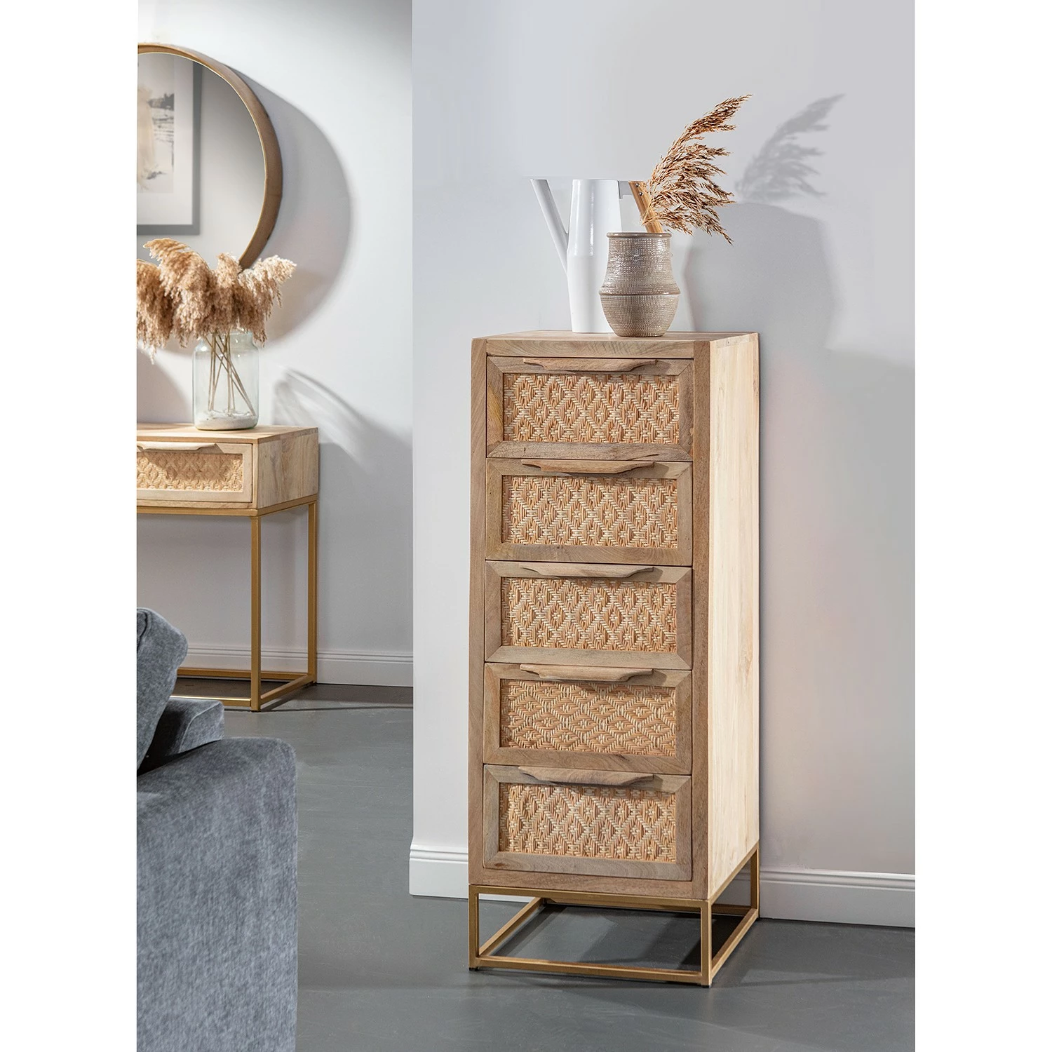 Naturoo Kommode Rumilly III - Rattangeflecht / Mango massiv 2 Naturoo Kommode Rumilly III - Rattangeflecht / Mango massiv – Bild 2