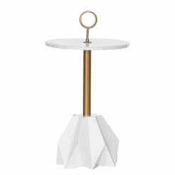 Red Living Beistelltisch Carling III - Marmor / Metall - Marmor Weiß / Gold