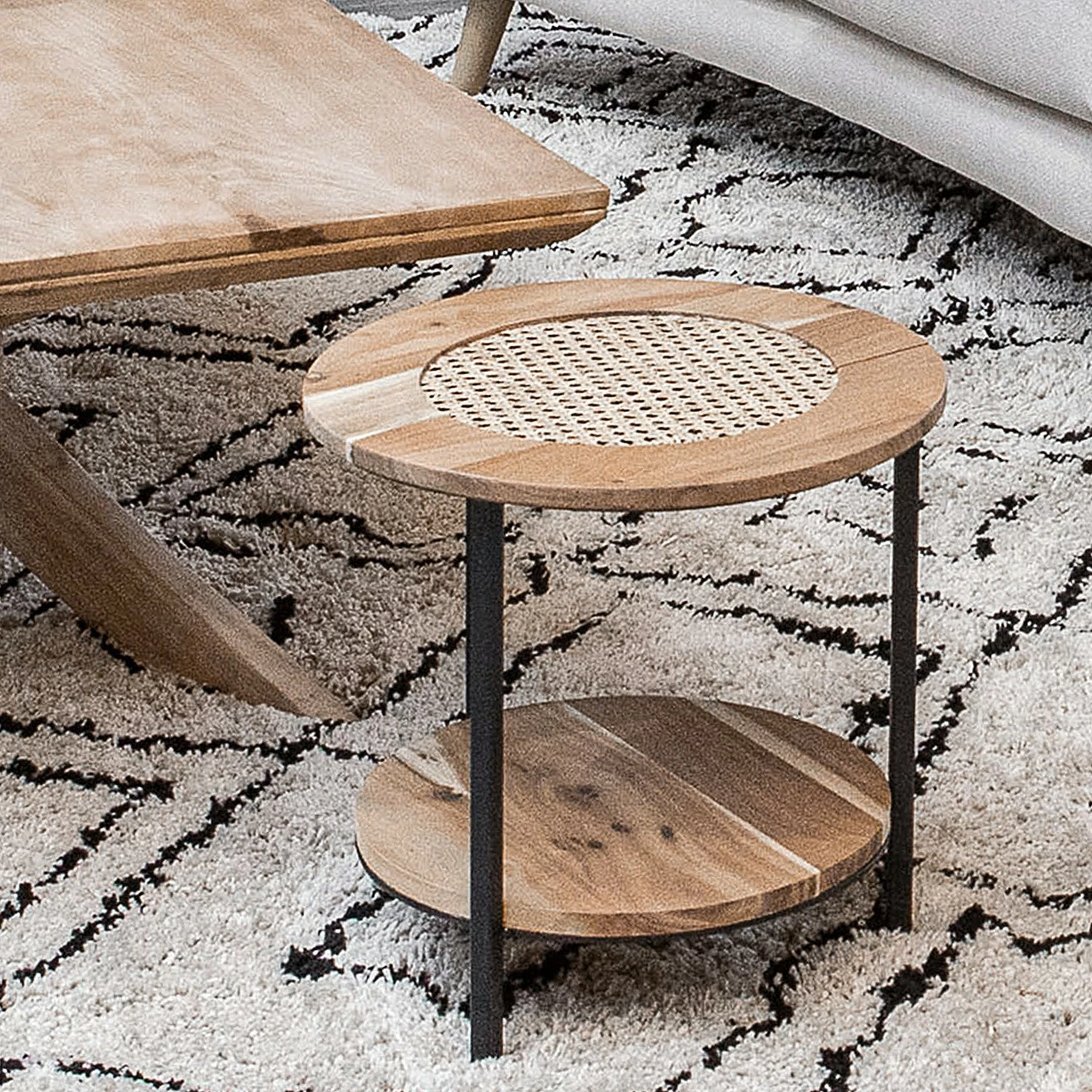 Red Living Beistelltisch Fenay IV (2er-Set) - Wiener Geflecht / Akazie massiv - Akazie / Schwarz 3 Red Living Beistelltisch Fenay IV (2er-Set) - Wiener Geflecht / Akazie massiv - Akazie / Schwarz – Bild 3