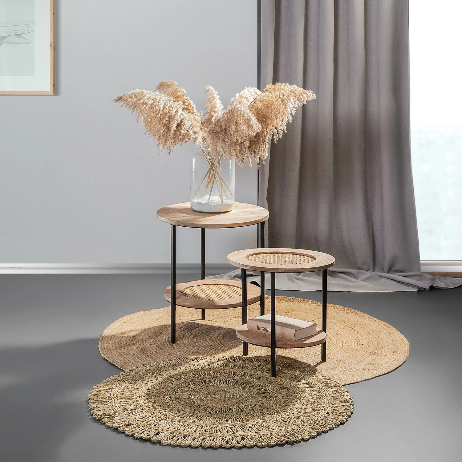 Red Living Beistelltisch Fenay IV (2er-Set) - Wiener Geflecht / Akazie massiv - Akazie / Schwarz 2 Red Living Beistelltisch Fenay IV (2er-Set) - Wiener Geflecht / Akazie massiv - Akazie / Schwarz – Bild 2