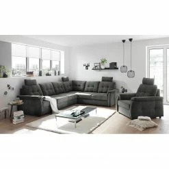 Loftscape Ecksofa Lomme - Microfaser - Microfaser Ranu: Dunkelgrau - Schlaffunktion davorstehend rechts - Tiefe: 304 cm -WOHNZIMMERMÖBEL Verkäufe 1000241690 210127 18182600489 MOOD DETAILS P000000001000241690 mood