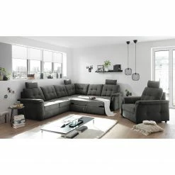 Loftscape Ecksofa Lomme - Microfaser - Microfaser Ranu: Dunkelgrau - Schlaffunktion davorstehend rechts - Tiefe: 304 cm -WOHNZIMMERMÖBEL Verkäufe 1000241690 210127 18182800490 MOOD DETAILS P000000001000241690 mood