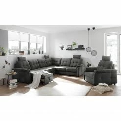 Loftscape Ecksofa Lomme - Microfaser - Microfaser Ranu: Dunkelgrau - Schlaffunktion davorstehend rechts - Tiefe: 304 cm -WOHNZIMMERMÖBEL Verkäufe 1000241690 210127 18183200492 MOOD DETAILS P000000001000241690 mood