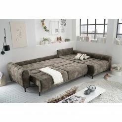 Loftscape Ecksofa Venouse - Samt - Samt Insa: Steingrau - Longchair davorstehend rechts -WOHNZIMMERMÖBEL Verkäufe 1000241693 210127 18194000531 DETAILS P000000001000241693